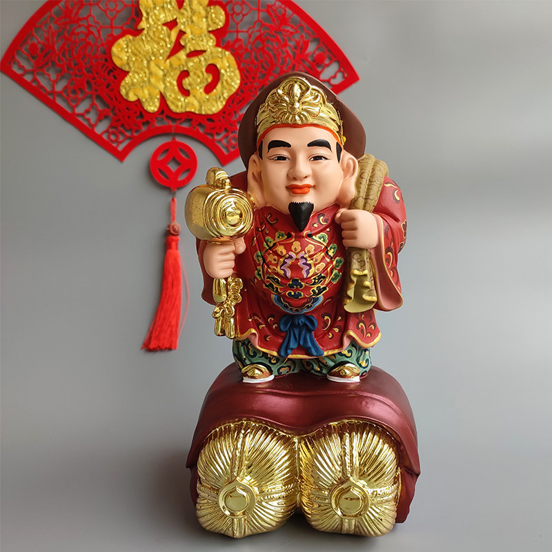 新款手绘大黑天财神像密宗大富翁佛像供奉树脂工艺品摆件