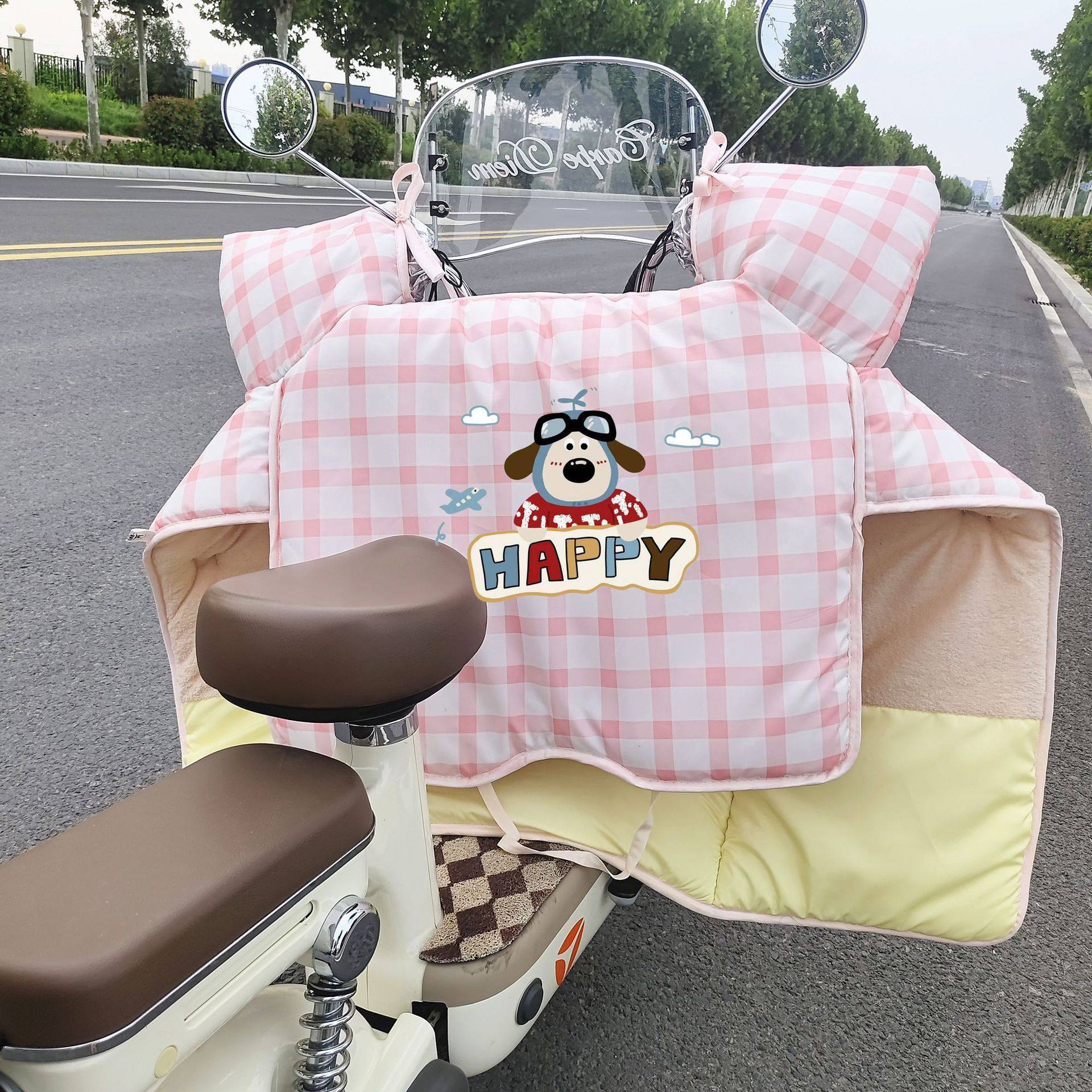 韩国冬季加厚电动车挡风被防水加绒加大保暖防风摩托车电瓶车通用