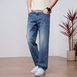 男宽松直筒休闲长裤 轻商务弹力牛仔裤 40码 1305A 春季