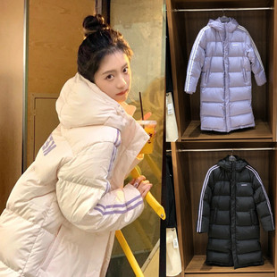 【反季折扣】韩国代购羽绒服中长款加厚条纹串标短款外套极寒户外