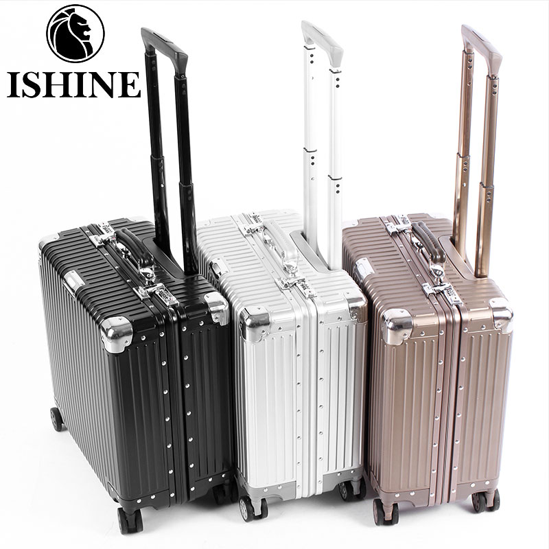 ISHINE18寸全铝镁合金拉杆箱商务行李箱万向轮登机小型轻便旅行箱