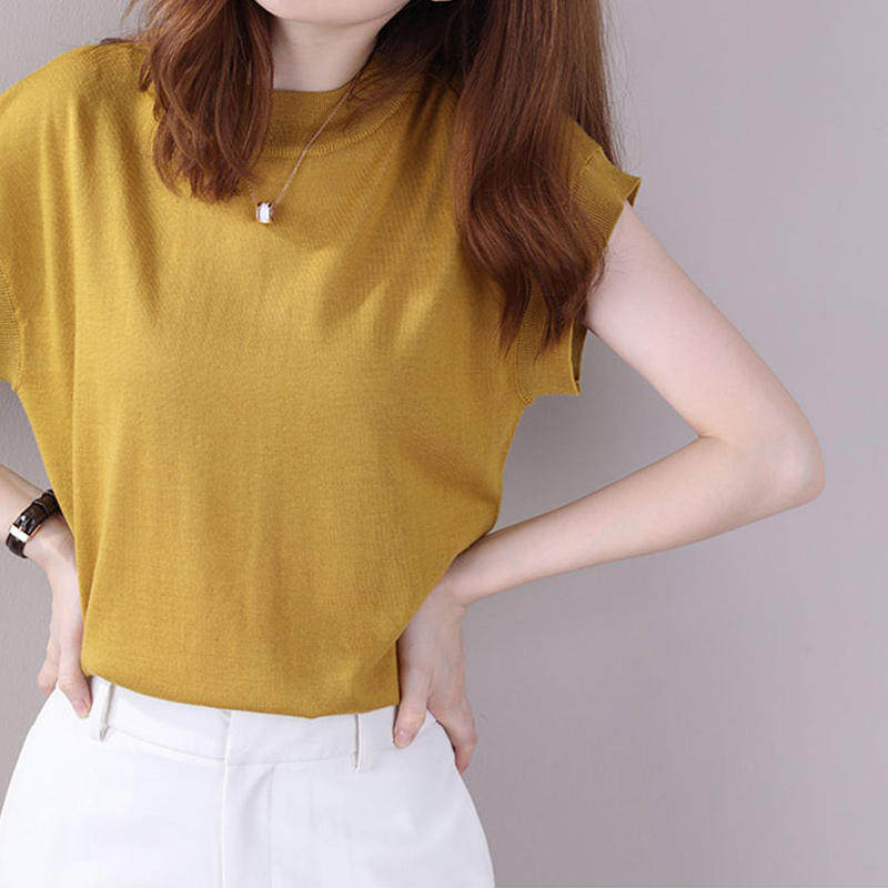 FOREIGN TRADE EXPORTS JAPANESE FIRST-LINE BRAND DISCOUNTS WOMENS CLOTHING CLEARANCE LEAKAGE KOREAN COMMUTER ROUND NECK PULLOVER SHORT SLEEVE T-SHIRT