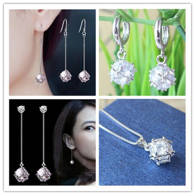 索聪纯银耳环耳钉女水晶钻耳饰品