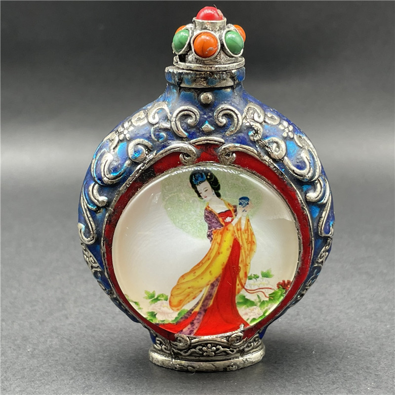 古玩纯铜内画鼻烟壶客厅古玉礼品摆件仿古老物件烟具鼻烟壶手把件
