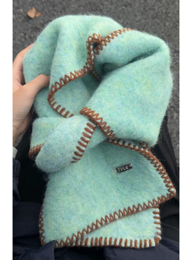 *等铁树开花*小众设计韩国ins纯色围巾女冬保暖情侣网红针织围脖