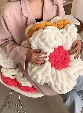 自制diy手工编织材料包猫尾巴香肠纱绒线坐垫靠垫女友闺蜜毛线针