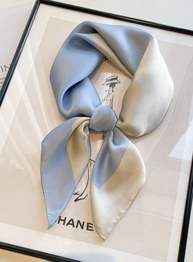 网红简约复古小方巾女百搭夏季防晒丝巾ins海边沙滩遮阳披肩头巾