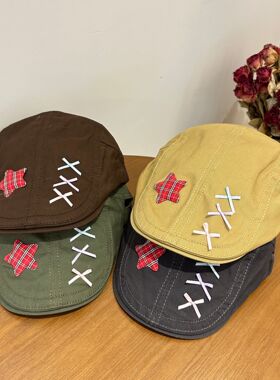 蝴蝶结y2k前进帽女小帽檐鸭嘴帽百搭复古辣妹大头围显脸小贝雷帽