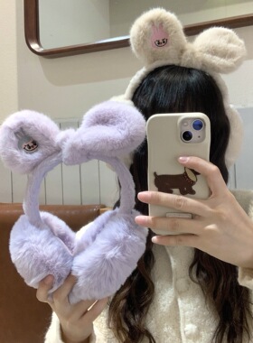 卡通可爱印花保暖耳罩创意兔耳朵防寒风耳包加厚加绒户外防冻耳罩