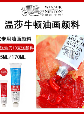 温莎牛顿油画颜料画家专用初学者儿童绘画单支管状油彩颜料套装12色24色36色55色白色金色钛白170ml/45ml