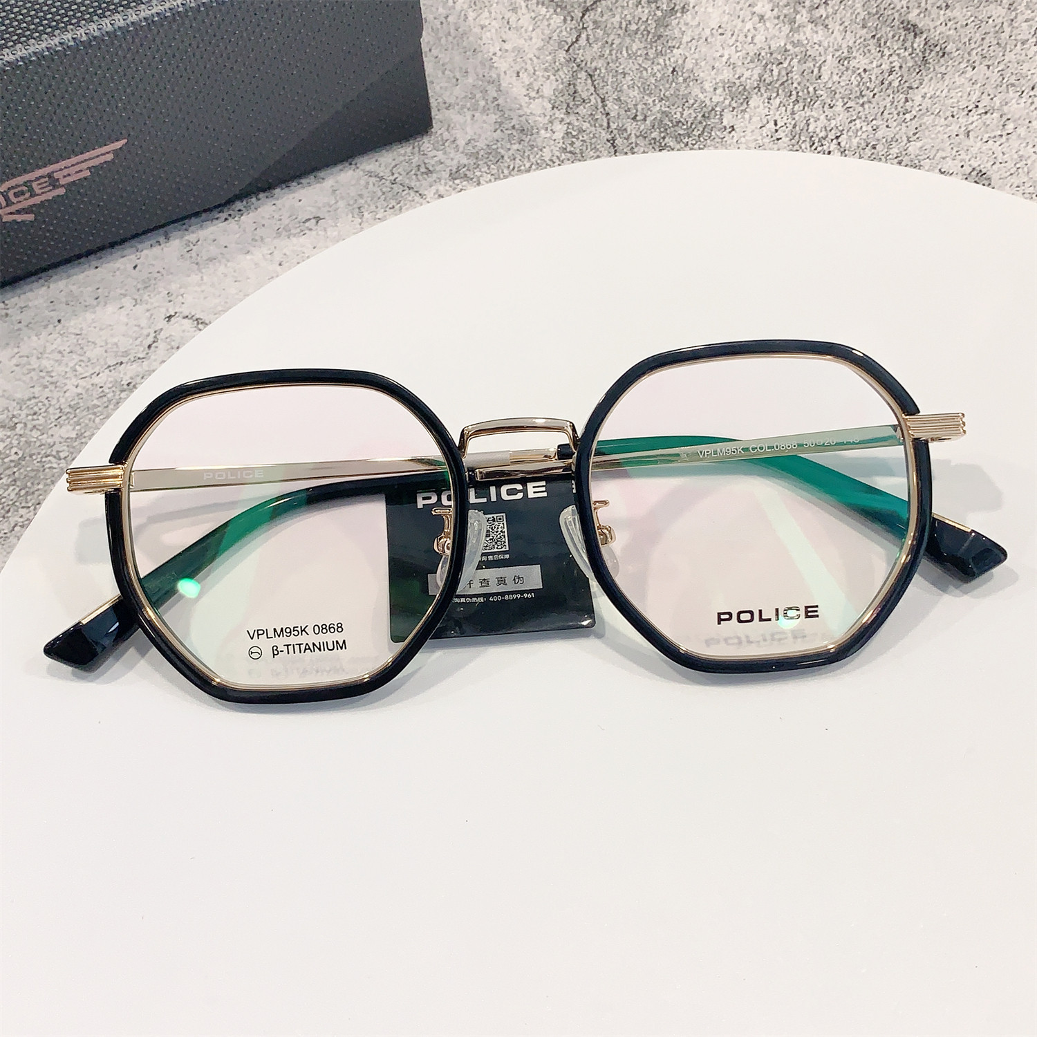 POLICE魄力思警察眼镜框板材镜架钛新款光学男女近视复古VPLM95K