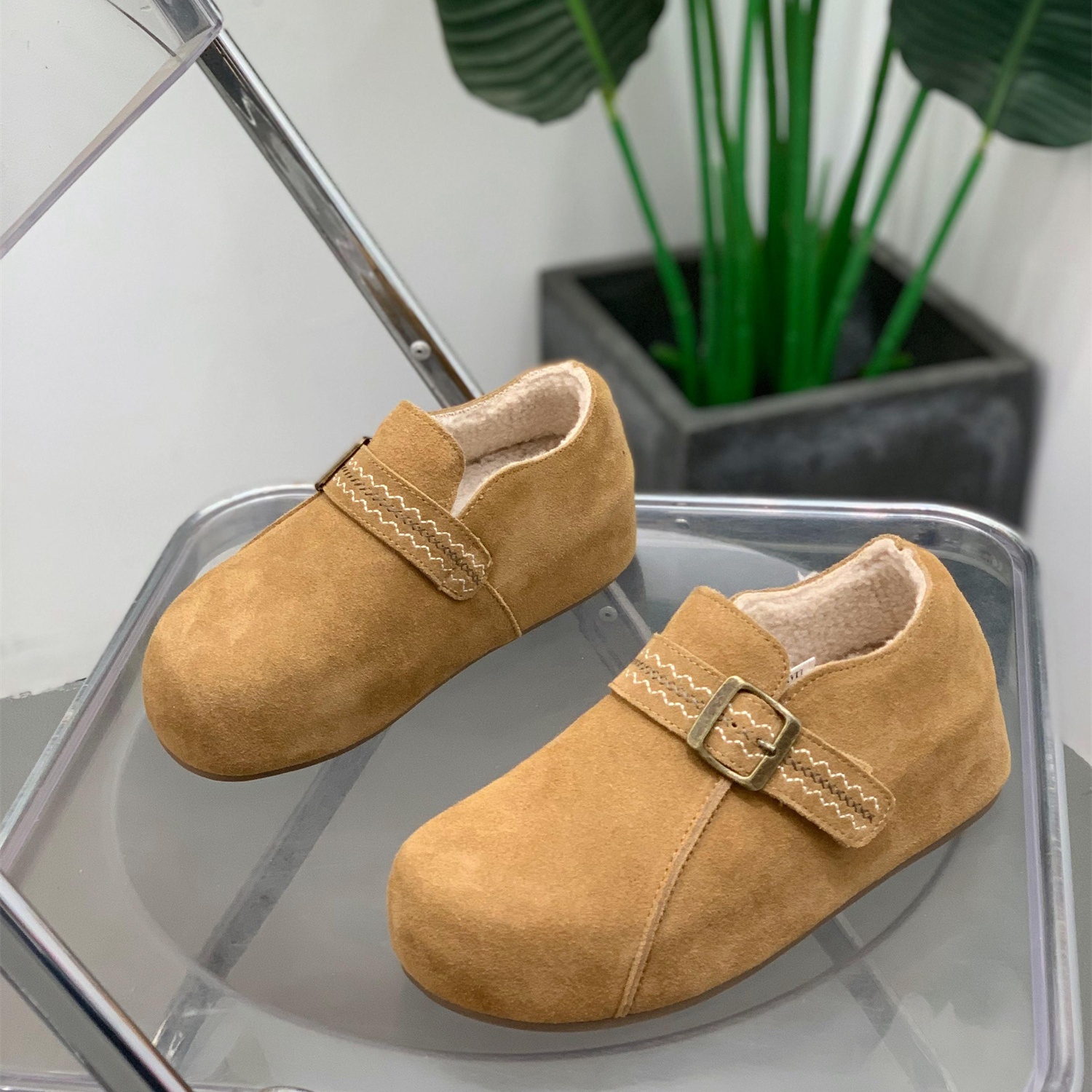 百搭厚底内增高大头加绒勃肯鞋