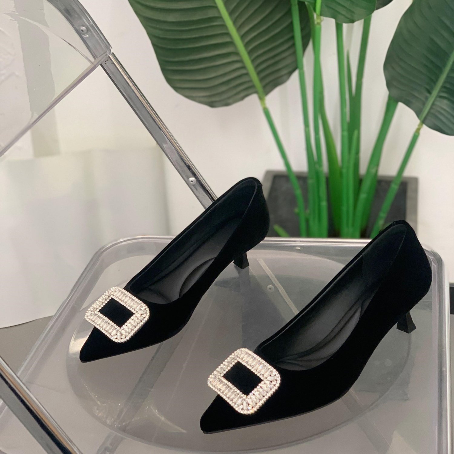 尖头细跟单鞋女2026年春季新款百搭方扣简约舒适不累脚浅口女鞋子,女鞋,浅口单鞋,淘宝优惠券,粉丝福利购,淘宝优惠卷