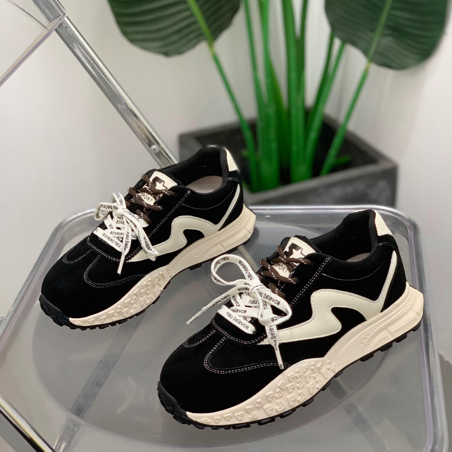 小众高级感复古系带老爹鞋女