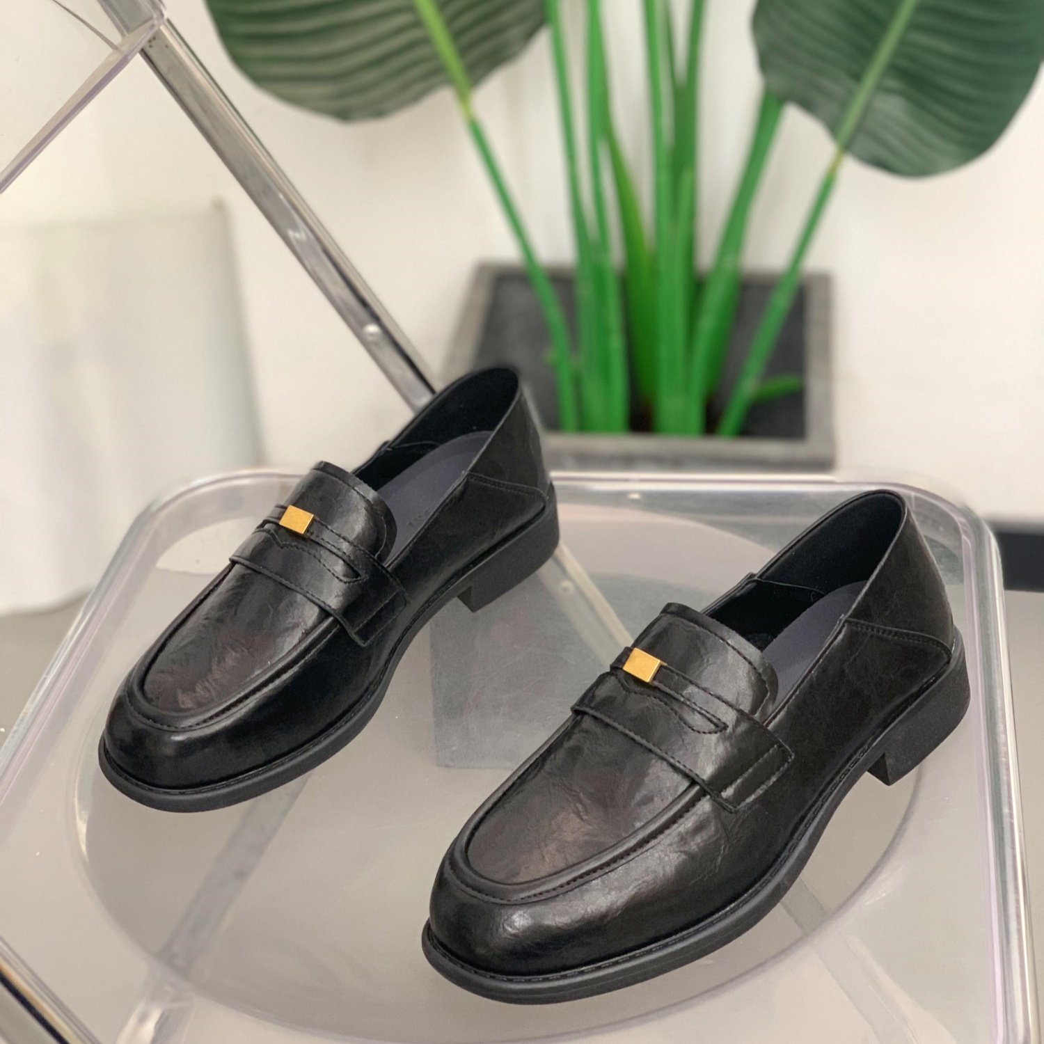 英伦风乐福鞋女2026年春季新款一脚蹬小皮鞋百搭平底粗跟休闲单鞋,女鞋,乐福鞋（豆豆鞋）,淘宝优惠券,粉丝福利购,淘宝优惠卷