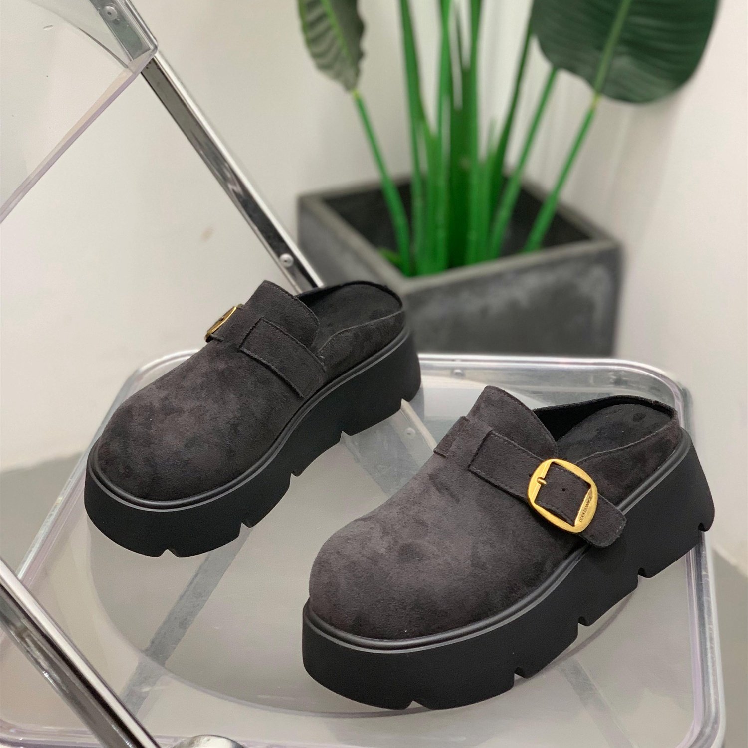 小个子5cm松糕厚底圆头勃肯半托鞋女2025秋冬新款一脚蹬时尚单鞋,女鞋,勃肯鞋/软木鞋,淘宝优惠券,粉丝福利购,淘宝优惠卷