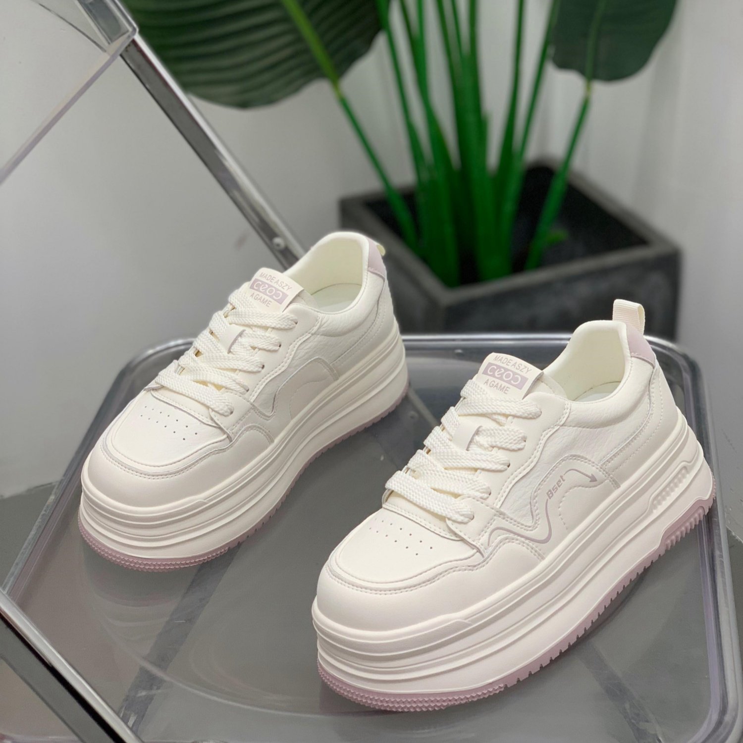 轻便厚底真皮板鞋女2026年春季新款百搭学生小白鞋增高显瘦休闲鞋,女鞋,休闲板鞋,淘宝优惠券,粉丝福利购,淘宝优惠卷