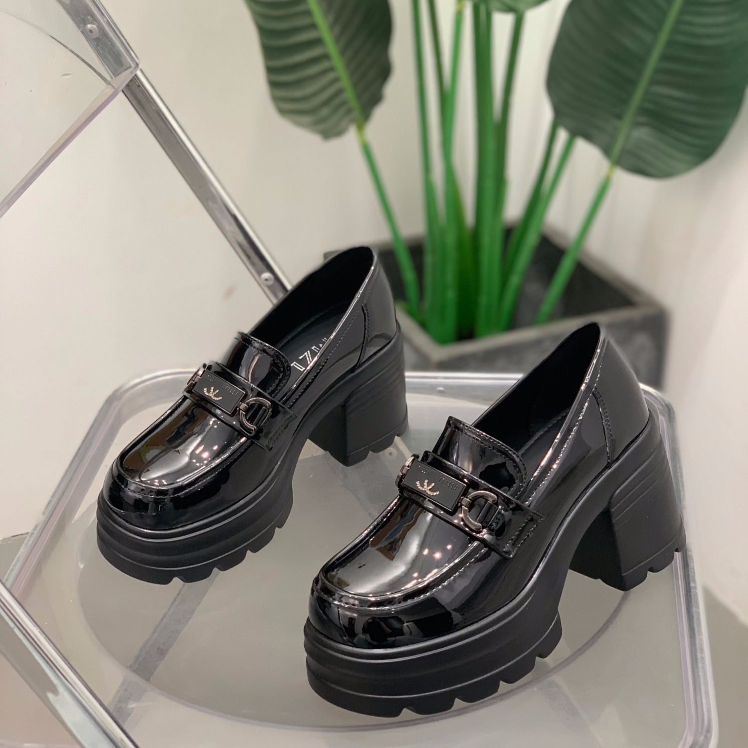 英伦风增高乐福鞋女一脚蹬单鞋