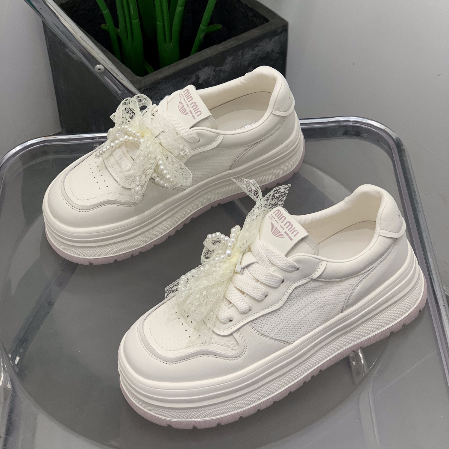 夏季网面真皮板鞋女增高百搭显瘦