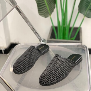 编织网状穆勒鞋女2026年夏季平跟一脚蹬懒人半拖鞋外穿休闲沙滩鞋