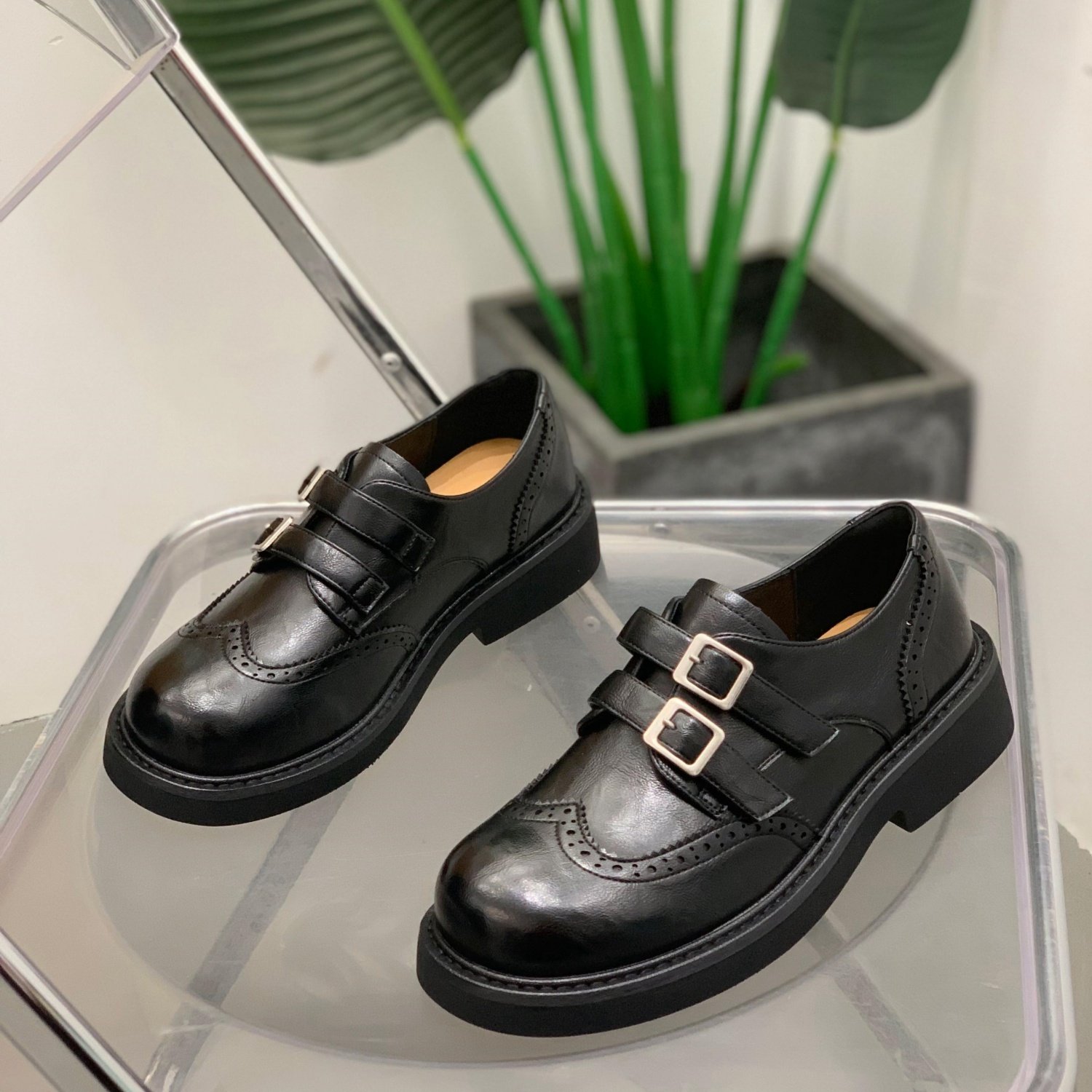 英伦风厚底布洛克鞋女2026年春季新款乐福鞋皮带扣雕花复古小皮鞋,女鞋,乐福鞋（豆豆鞋）,淘宝优惠券,粉丝福利购,淘宝优惠卷