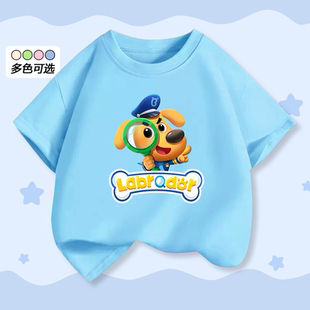 安全警长男女童装儿童短袖T恤夏季新款纯棉半袖上衣衣服亲子装