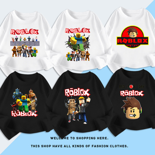 roblox虚拟世界游戏罗布乐思儿童T恤春秋男童长袖衣服纯棉打底衫