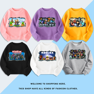 虚拟世界roblox罗布乐思周边秋冬加绒长袖纯棉卫衣服儿童冬装外套