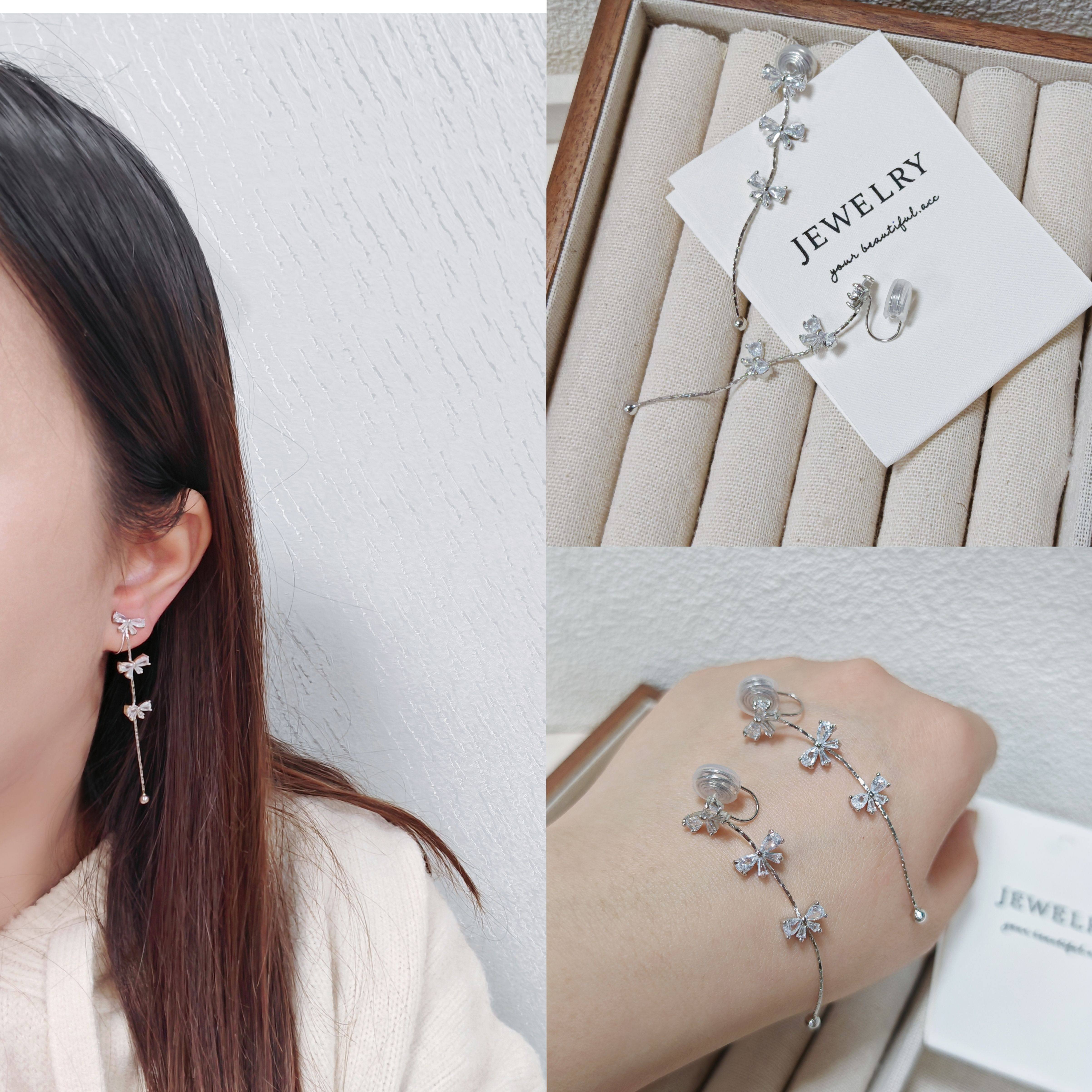 甜美精致风蝴蝶结蚊香盘耳夹清冷感仙气气质长款流苏显瘦耳饰耳坠