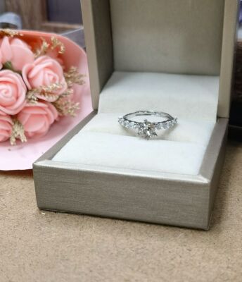 施家华子重工满天星精致锆石围边璀璨优雅女戒指