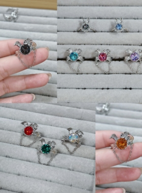 施家华子可爱甜美兔子头小众设计闺蜜生日礼物女戒戒指