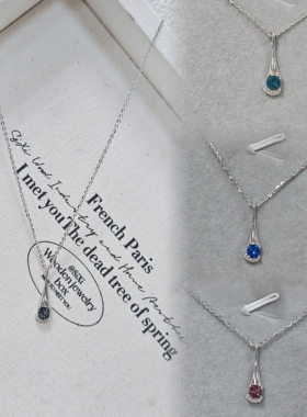 S925施家华子小众百搭复古风水滴饰品项链小巧女锁骨链