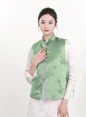 盛唐牡丹新中式2023春夏老工艺花蕾缎真丝马甲女拍下改价1880