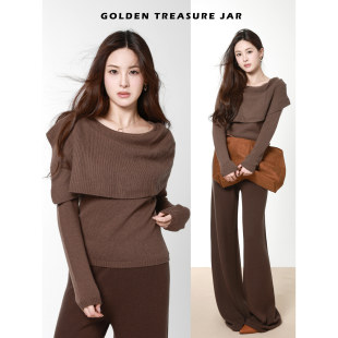 设计感不规则堆领羊毛针织衫 Jar 上衣女韩系显瘦 Treasure Golden