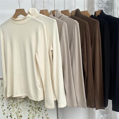 秋冬款小高领长袖打底T恤女