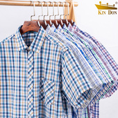 短袖 宽松半袖 衬衫 新款 纯棉男士 寸中年爸爸装 夏季 薄款 休闲格子衬衣