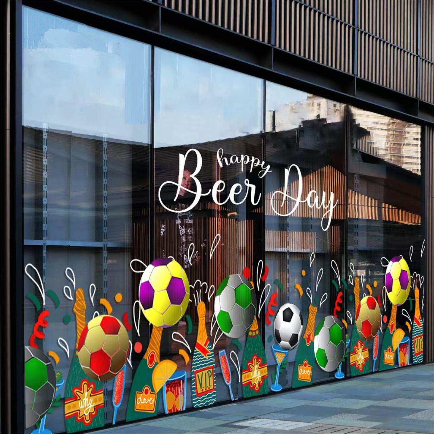 足球酒吧底纹贴纸布置装饰餐厅酒吧商场扶梯贴玻璃橱窗氛围玻璃贴