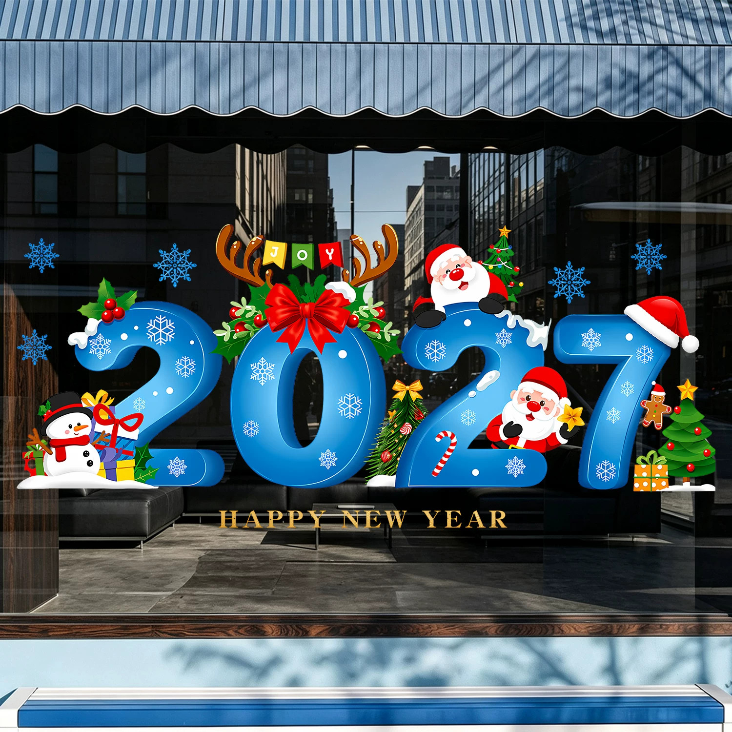 2027圣诞玻璃静电窗花贴