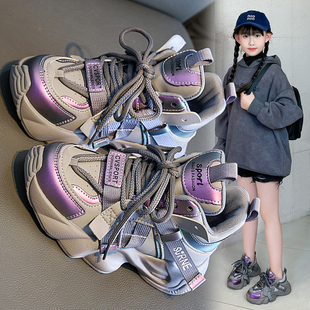 女童运动鞋2026新款春秋老爹鞋加绒中大童软底轻便儿童跑步鞋爆款