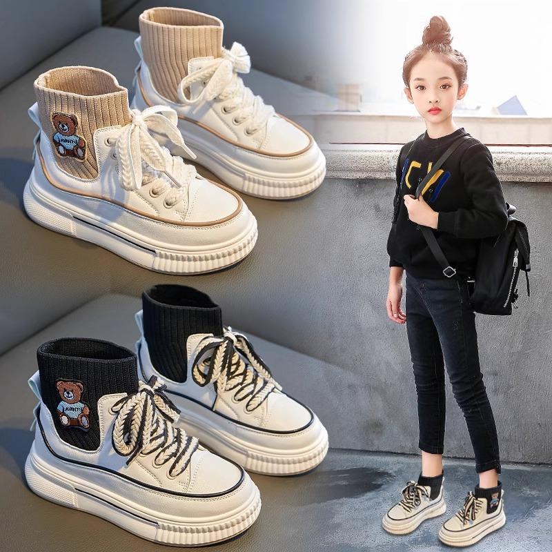 加绒春秋学生高帮中大童运动鞋