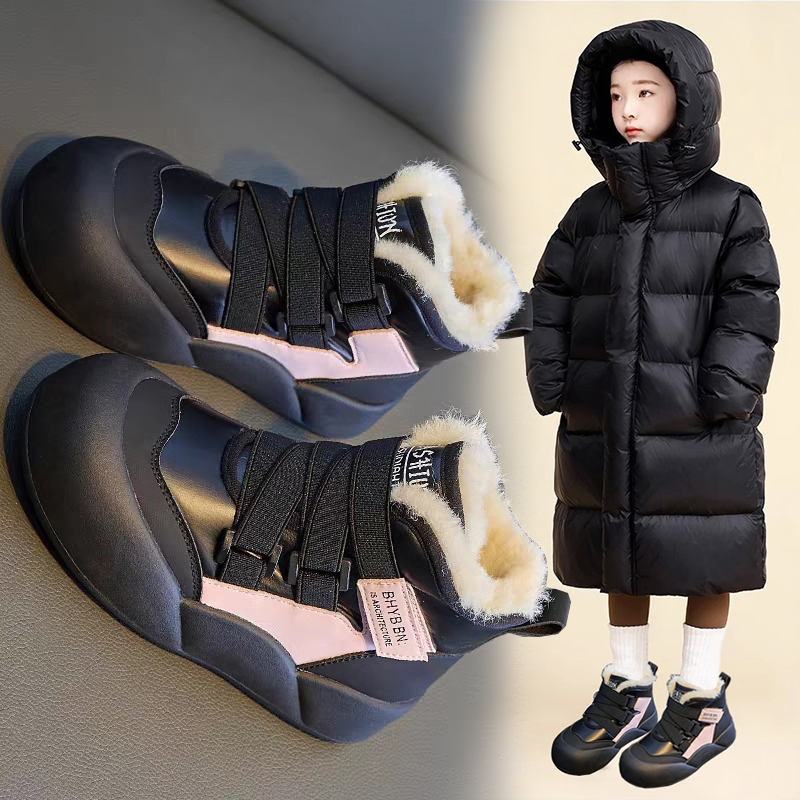 女童雪地靴2025新款冬季加绒加厚儿童大棉鞋防水小女孩中大童短靴