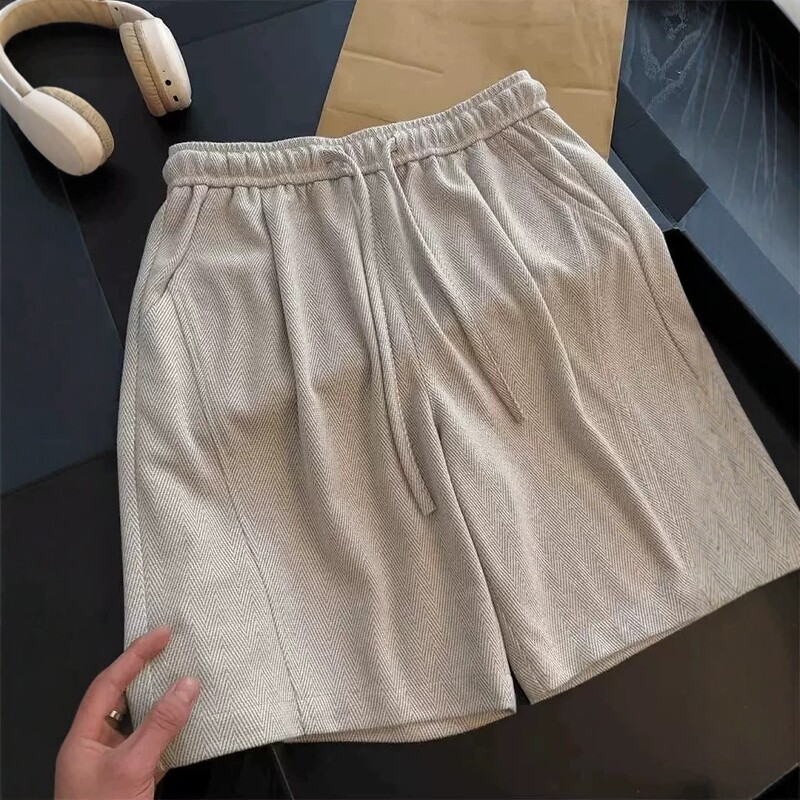 老钱风斜切重磅短裤男夏季