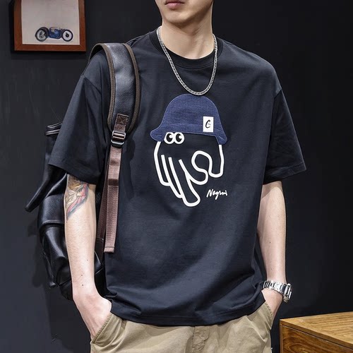 凉感科技棉短袖t恤男士宽松大码