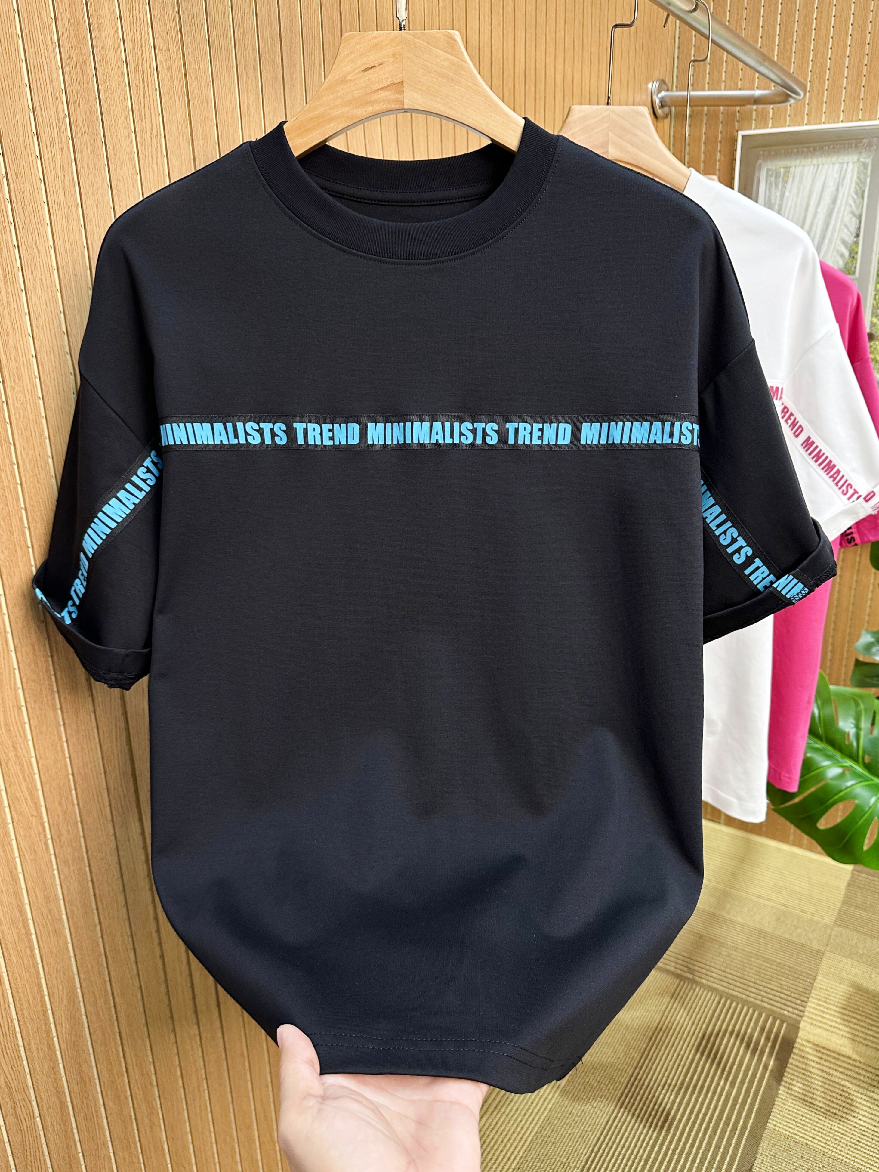 2024潮牌短袖T恤男夏季重磅字母设计感小众高街休闲宽松圆领体恤