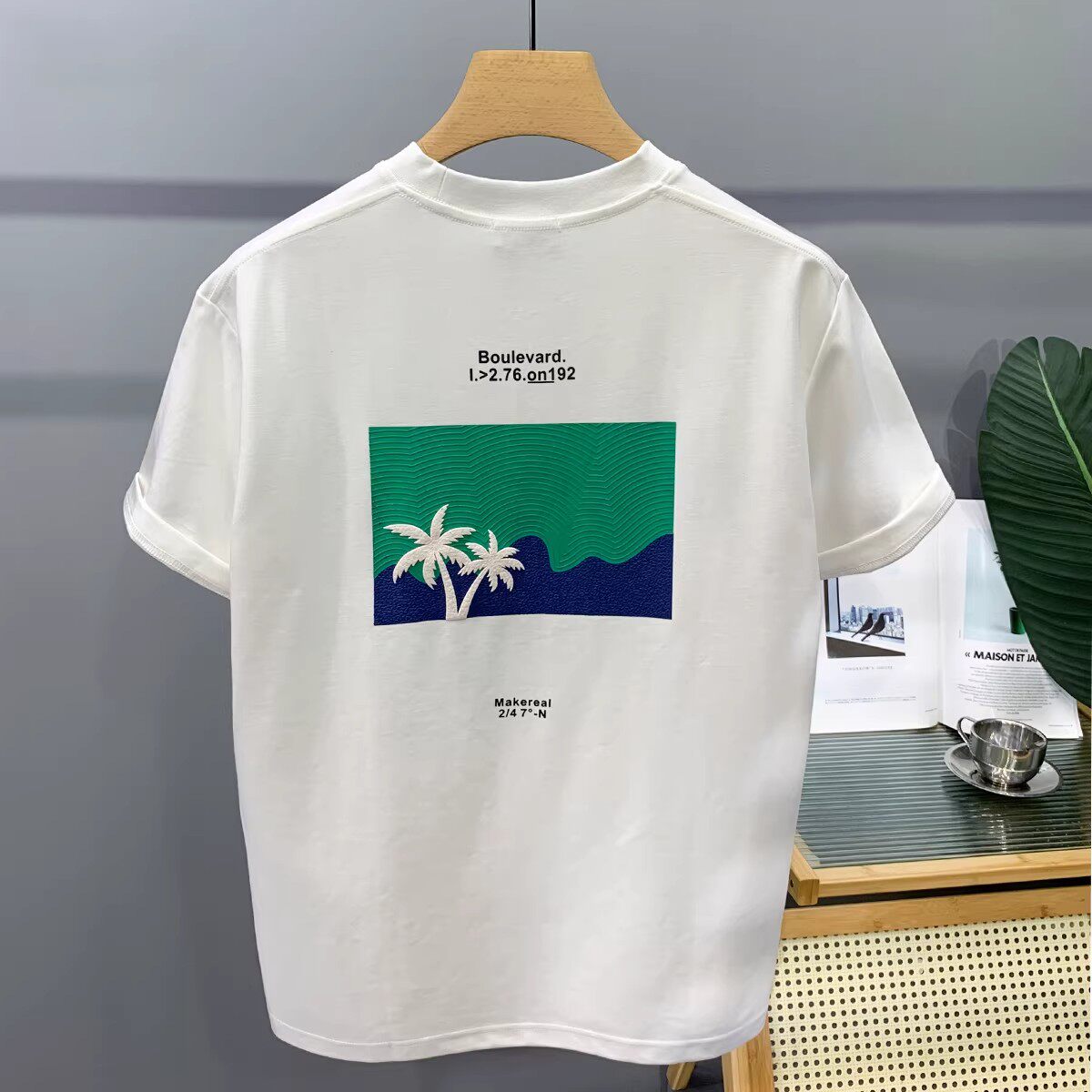 纹理感后背印花宽松休闲短袖T恤男潮流半袖百搭上衣2026春夏新款