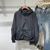 男式 2024秋冬季 新款 连帽百搭夹克半拉链休闲套头日系潮流宽松外套