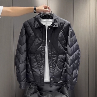 高级感羽绒服男款冬季轻薄时尚翻领保暖外套男2025新款韩版宽松潮