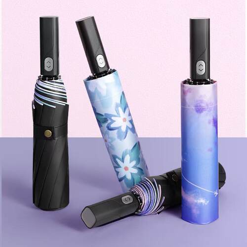 全自动创意插画雨伞十骨加大晴雨两用男女防晒防紫外线遮阳伞