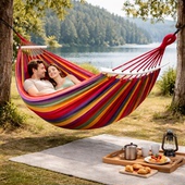 彩虹帆布带弯辊户外吊床室内外休闲单双人秋千吊床旅行装 备