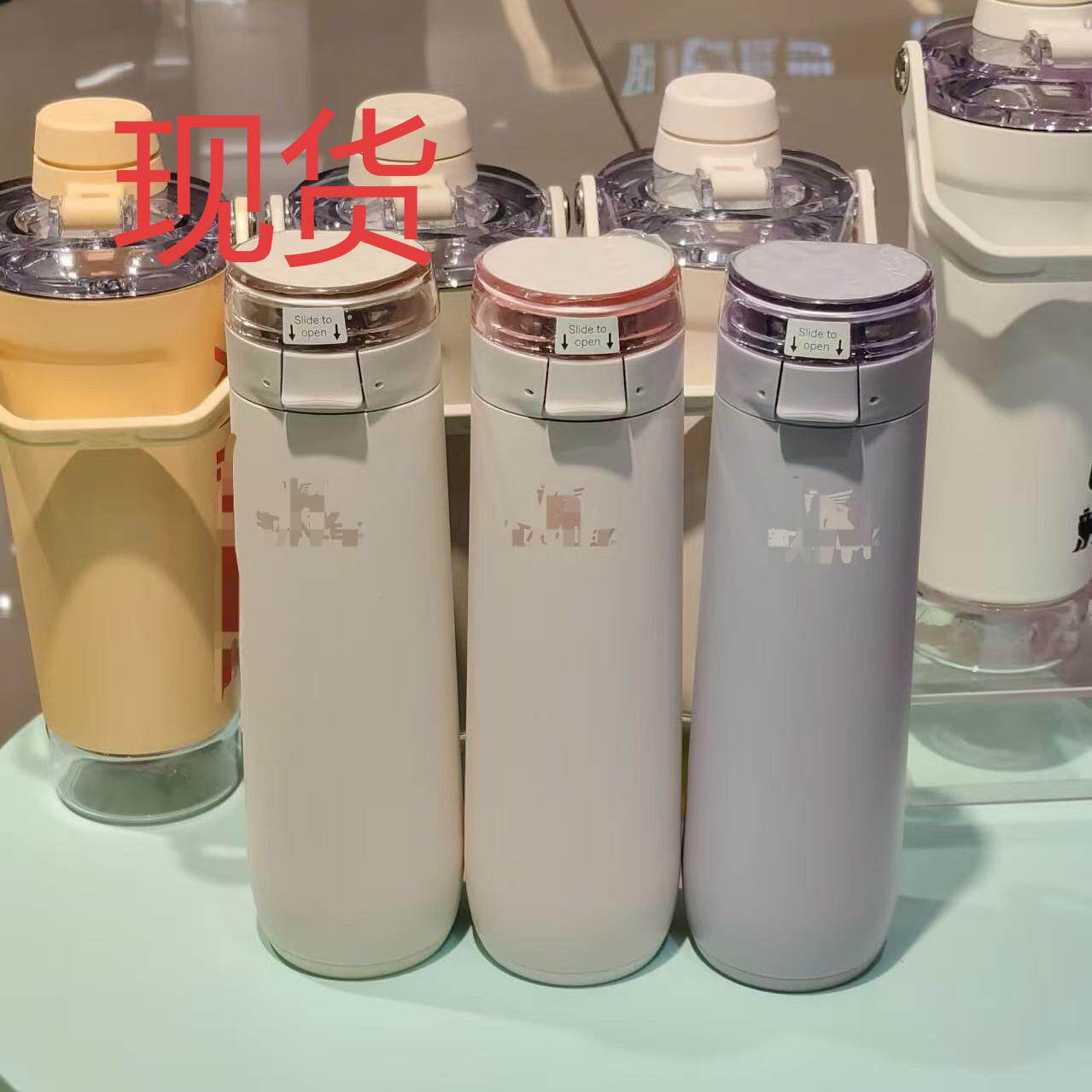新款弹盖便携咖啡杯保温保冷杯大容量不锈钢便携拎环简约水杯